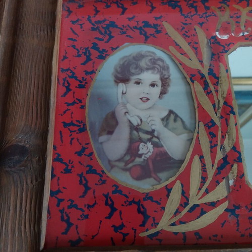 Lithograph Good Morning with Gold Inlays like new, burgundy color