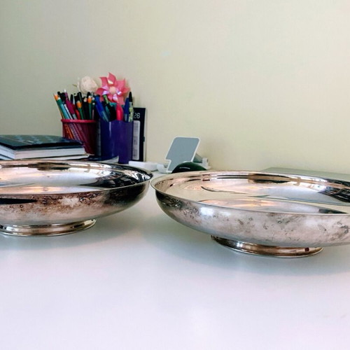 Set of 2 silver plated WM A. Rogers bowls used, vintage