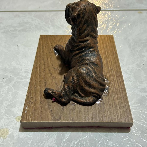 Bronze Mastiff figurine used, on marble base