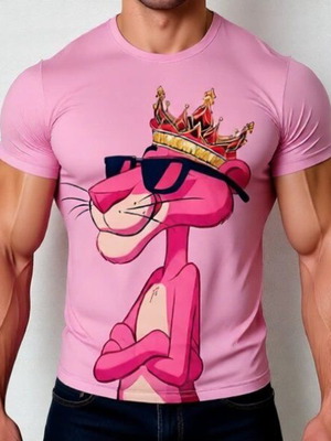 Pink Panther King men's t-shirt new, size L, 3D design