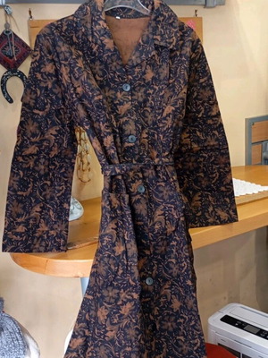 Vintage flannel cotton dress new, black and brown
