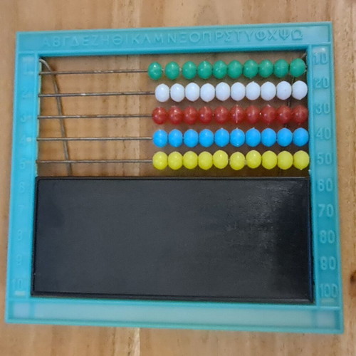 Plastic abacus up to 50 with alphabet and blackboard, like new, 80s decade