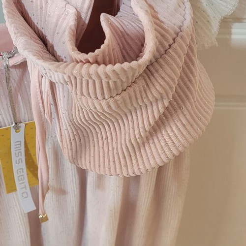 Ebita dress for girls 8 years old with pouch bag, new, pink with gold and silver thread