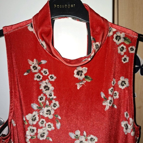 Mini velour sleeveless dress like new, red and orange