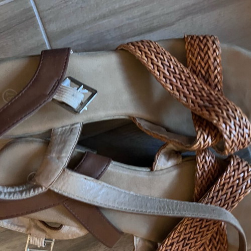Summer platform sandals size 37, like new, beige and brown