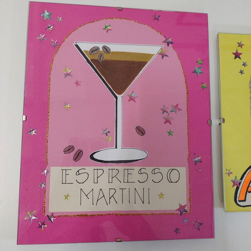 Hand-painted Aperol and Espresso Martini framed art prints
