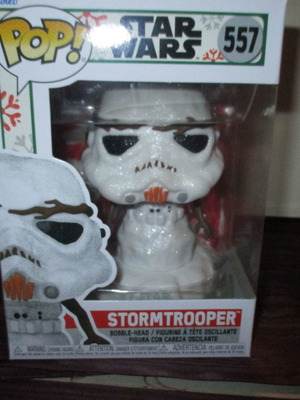 Funko Pop Storm Trooper snowman used, Christmas edition No.557