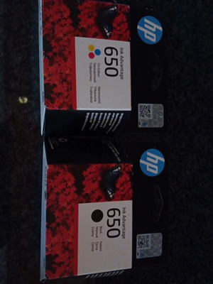 HP 650 ink cartridges genuine black and color sealed new