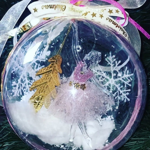 Handmade Christmas decorative balls and candle arrangements with LED lights