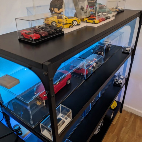 Black floor shelf 100 × 33 × 100 cm with 2 RGB LED strips