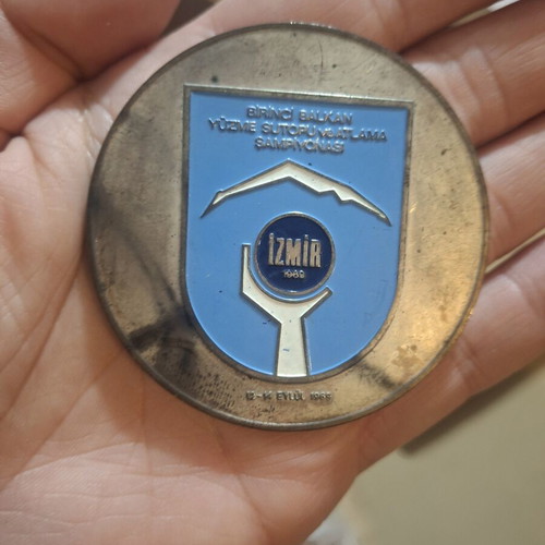 Set of Memorabilia Medal and Referee Badge 1st Balkan Aquatic Games 1969 like new