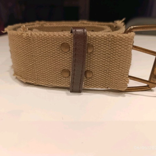 Beige fabric belt with studs and rhinestones, Y2K Boho Grunge style
