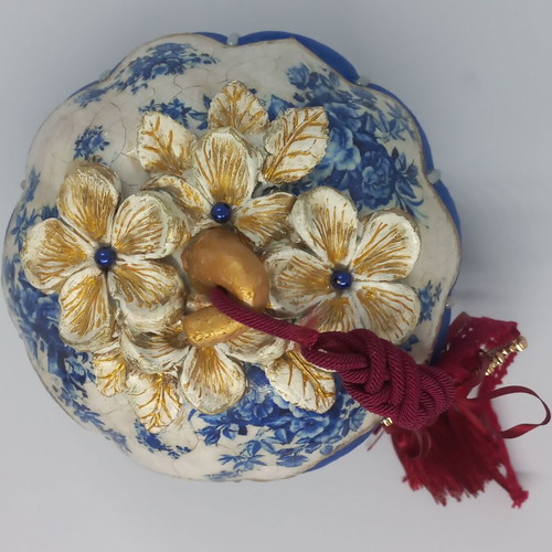 Ceramic pumpkin new 14 cm with velvet effect