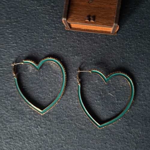 Turquoise heart earrings used, stainless steel
