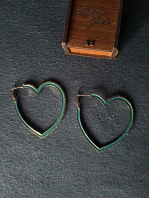 Turquoise heart earrings used, stainless steel
