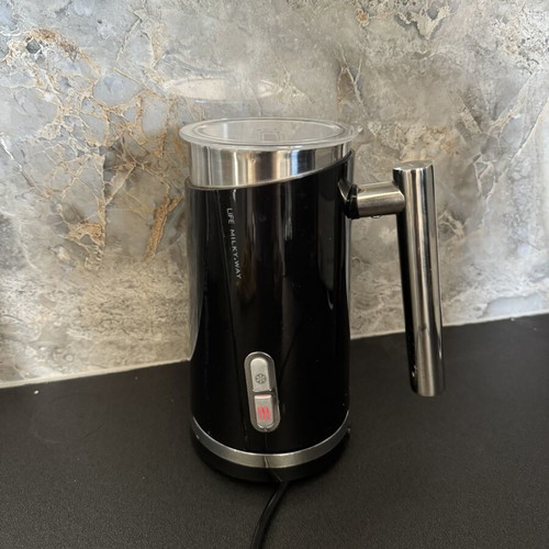 Life Milky Way milk frother for hot and cold milk, nonstick, black with stainless steel