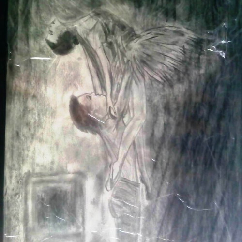 Paintings charcoal technique with acrylics 50x60 cm, set of 2, new