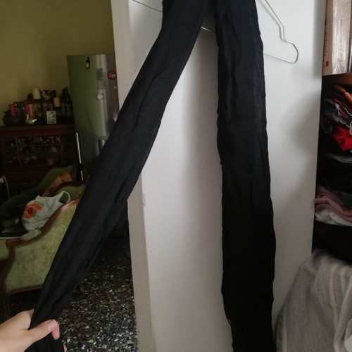Black scarf with fringes used, airy, length about 175 cm