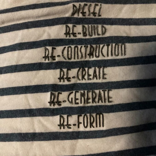 Diesel striped men’s t-shirt used, white and blue, size M