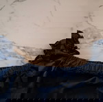  Φόρεμα μπλε σκούρο ζάρα medium με balloon μανίκια