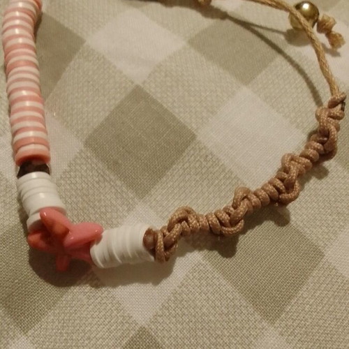 Macrame bracelet handmade with beads and starfish new, multicolor
