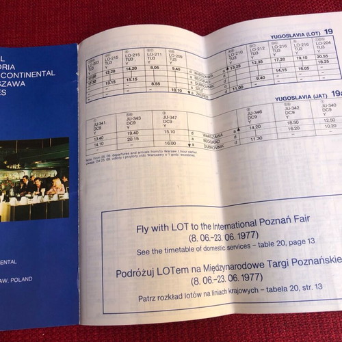 Retro official LOT Polish Airlines timetable summer 1977 like new