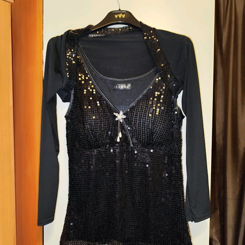Women's tanktop with bolero twin set new, black with sequins