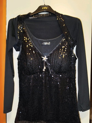 Women's tanktop with bolero twin set new, black with sequins