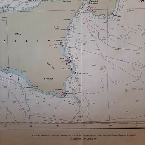 Nautical map Adriatic Sea Ionian Sea