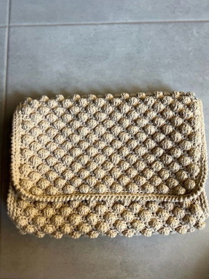 Handmade bag new with metal buttons beige