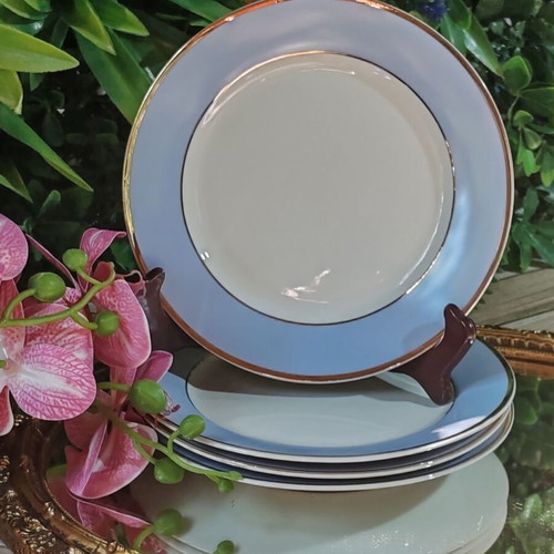 Royal Doulton dessert plates set of 4, blue and gold porcelain