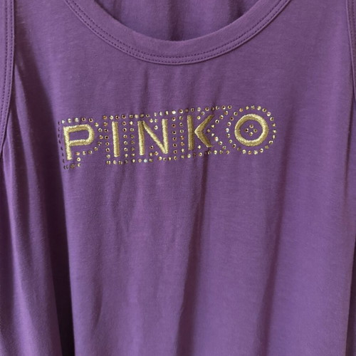Pinko sleeveless blouse used, purple with gold and strass