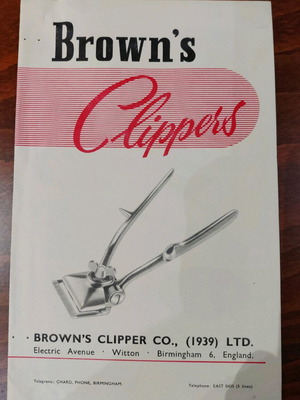 Brown's Clipper hair clipper promotional leaflet 1950s like new