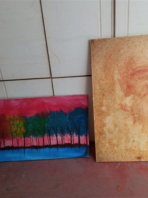 Canvas paintings used, set of 2 pieces