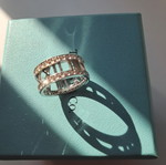 Tiffany & Co Atlas 18K white gold diamond openwork Roman numeral ring