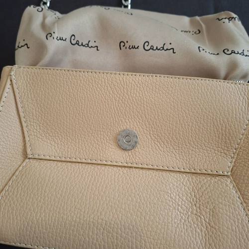 Pierre Cardin genuine leather crossbody bag, beige