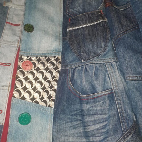 Desigual denim coat size S like new with denim bag