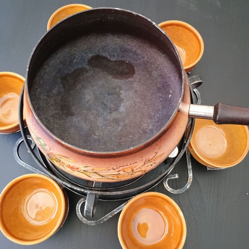 Vintage fondue set 36 pieces used with Braun & Kemmler accessories