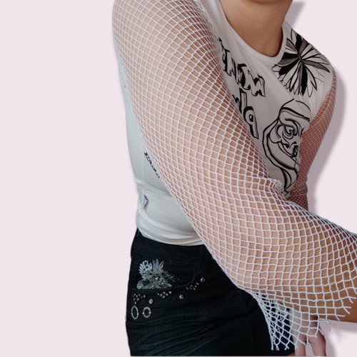 Y2K blouse with net sleeves like new, size M