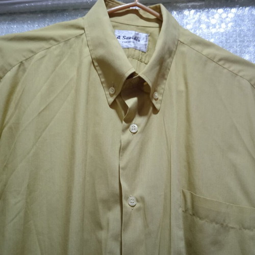 Cotton men's shirt long sleeve size L like new mocha mustard color