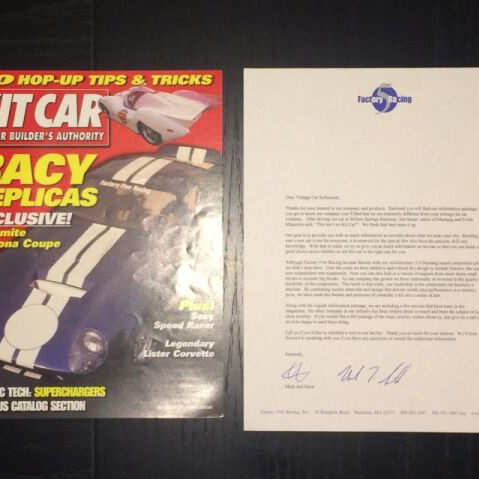 Factory Five Racing Information Package 1998 like new, brochure magazine
