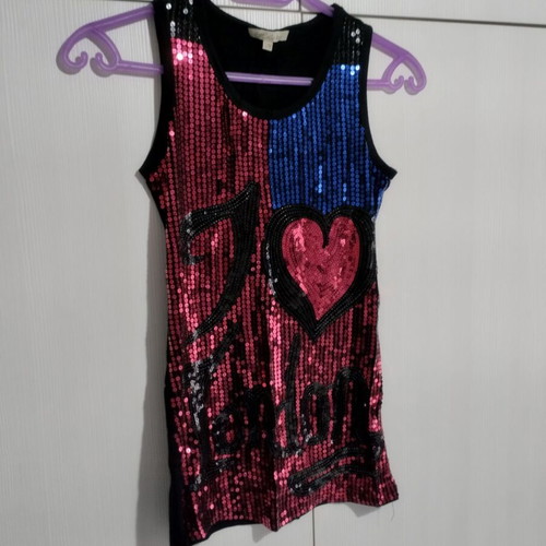 Women's sequined top size M like new, black and blue
