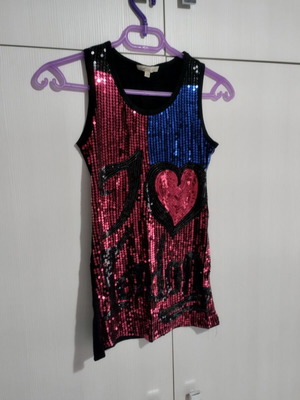 Women's sequined top size M like new, black and blue