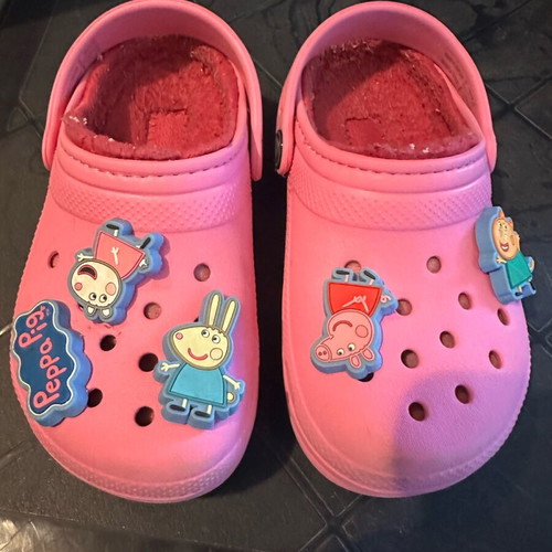 Children's winter Crocs slippers used, sizes 27-28, pink with Peppa