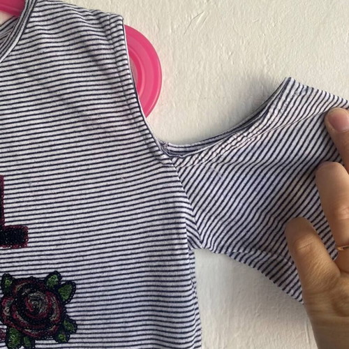 Striped blouse with GRL PWR sequins size M–L like new