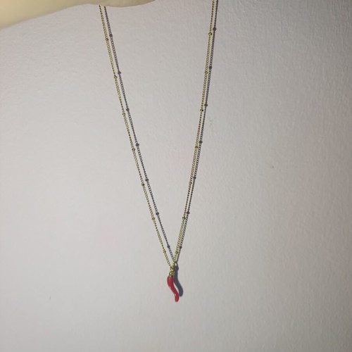 Necklace with red chili pepper pendant new