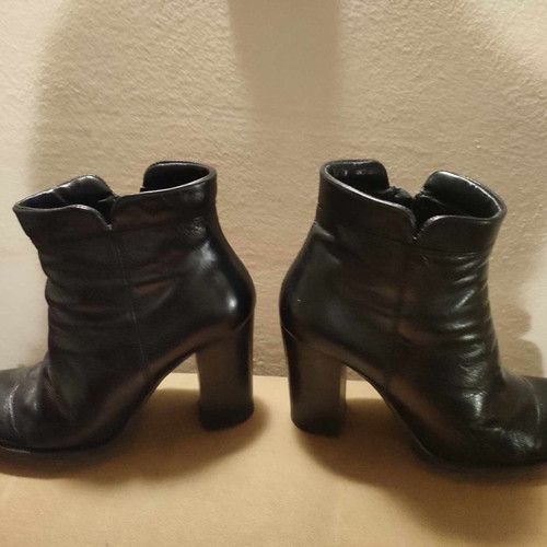 BATA leather ankle boots used, black, 10cm heel