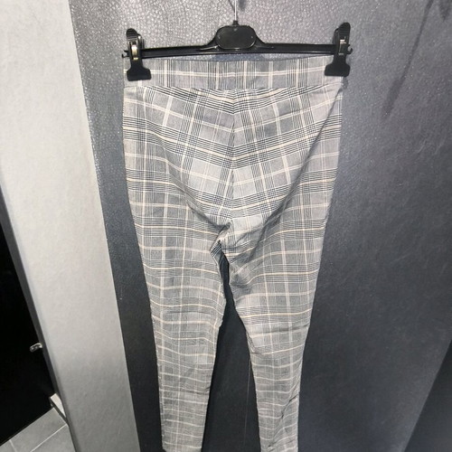 Lascana checked pants new, high-waisted, elastic, white and gray, small-medium