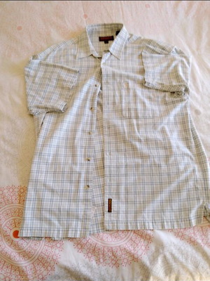 Timberland Checked Short Sleeve Shirt Like New White Blue XXL