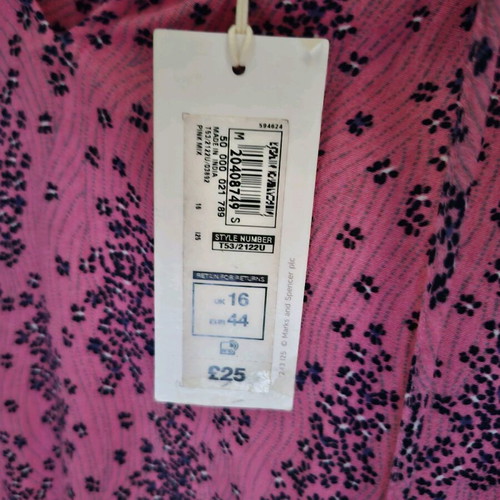Per Una (Marks & Spencer) Розова флорална блуза Нова No 44